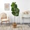 5.5ft. Fiddle Leaf Fig Artificial Tree in Handmade Natural Jute Planter with Tassels